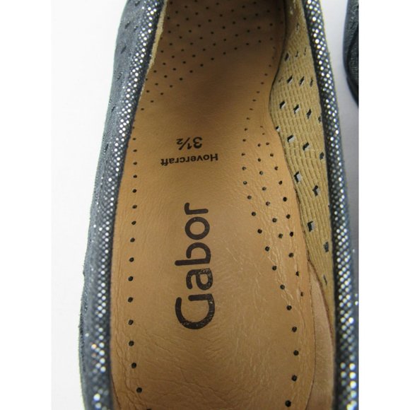 Gabor Hovercraft Dark Gray Shimmer Perforated Flats Zip Up Womens Sz 6 Portugal - Picture 7 of 8